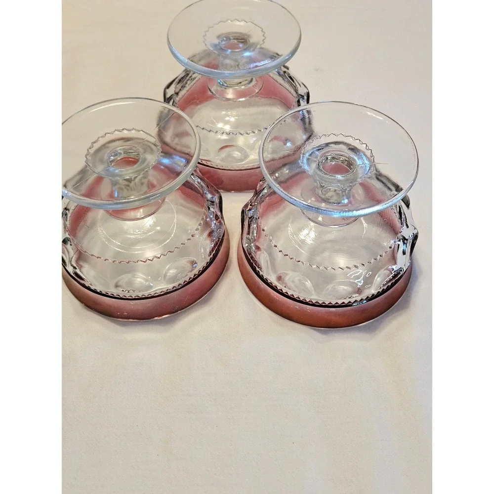 3 TIFFIN FRANCISCAN King's Crown‎ Ruby Flash Champagne Sherbet Glasses 3 1/8